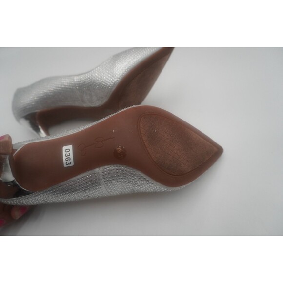 Jessica Simpson Lindiza Silver Sparkly Rhinestone Pointed Toe Stiletto Pumps 8M - Picture 9 of 13